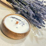 Wooden Bowl Lavender Candle( 5 inch )
