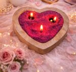 DIY CANDLE MAKING KIT: Heart-shaped wooden candle holder comes with red pearl wax (200 grm) and 10 wicks, allowing you to create your own decorative candle at home