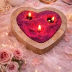DIY CANDLE MAKING KIT: Heart-shaped wooden candle holder comes with red pearl wax (200 grm) and 10 wicks, allowing you to create your own decorative candle at home