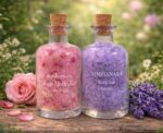 SIMHANARA Bath Salt with Rose and Lavender, Glass Bottle with Cork Stopper, 100 Gram