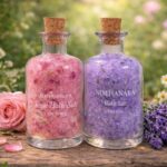 SIMHANARA Bath Salt with Rose and Lavender, Glass Bottle with Cork Stopper, 100 Gram