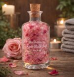 SIMHANARA Bath Salt with Rose and Lavender, Glass Bottle with Cork Stopper, 100 Gram - Image 4
