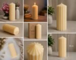 SIMHANARA Handcrafted Ribbed Pillar Soy Candle | Modern Decorative Candle | Long Burn Home Décor Gift - Image 2