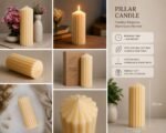 SIMHANARA Handcrafted Ribbed Pillar Soy Candle | Modern Decorative Candle | Long Burn Home Décor Gift - Image 3